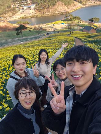 Lab outing to Gurye with the first cohort of master’s students — Yeonji, Young Woong, Jiwon and Gahyeon.